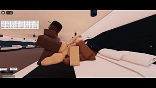 Blonde Sizzles in Wild Roblox-Themed Gangbang with Multiple Big Black Cockses