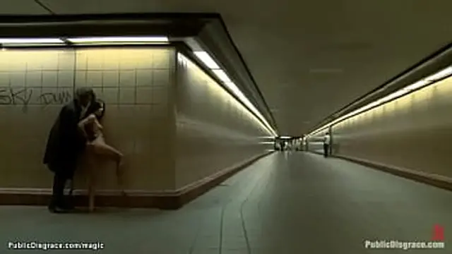 Romanian teen′s tiny pink aperture ravaged by lecherous louts on public sidewalks