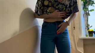 Steamy Sluts Get Raked in Sopping Wet Denim Shorts on Public Sidewalk