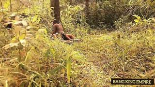 Fat chick bangs in bushes, screams 