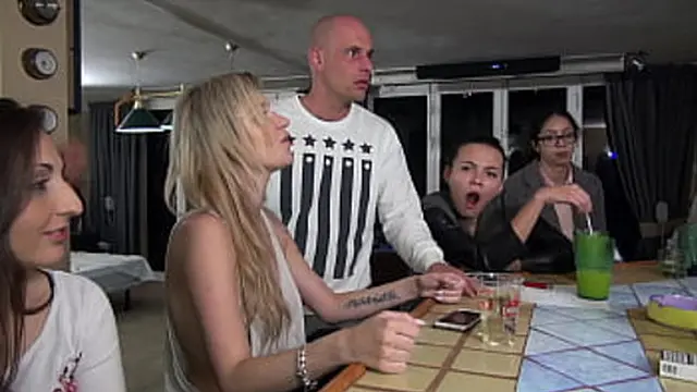 Double-teamed Euro babes spread wide awaiting brutal reversal screw