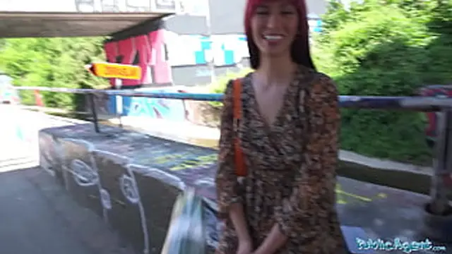 Public agent with pretty face &mdash;  big butt🍑 &mdash;  and soaked pussy✌ in open sex scene