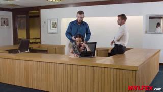 'The Hottest Desk Jockey in Town Gets Screwed on the Job by Big Dicks'