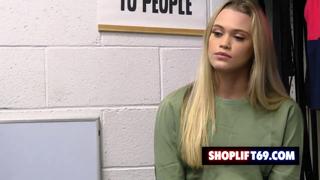 Cute blonde teen Chloe Rose gets anally ravaged by the lecherous security guard instead of swiping bikinis