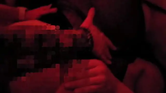 Gang Bang with the Married Woman  6 of her husband's friends do dpv with the redhead bbw at the swingers club