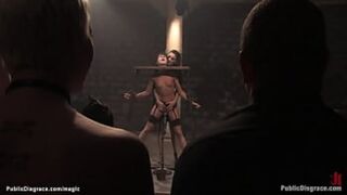 Suspended anal👌 reamed in public, raw and unbridled