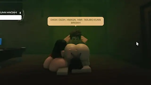 Big cock🌭 action in a two-on-one Roblox gangbang