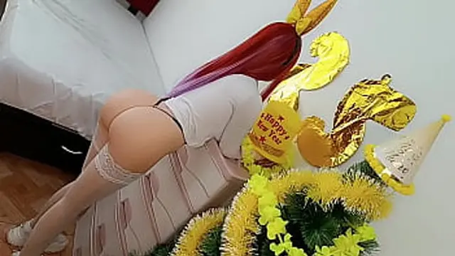 Happy and prosperous NEW YEAR  My HOT and desirable VIRGIN stepdaughter showed me the thong she was wearing at the evening toast and upon seeing her Perfect ASS and wet pink PUSSY my huge BBC COCK began to fuck her again and again until the CUMSHOT