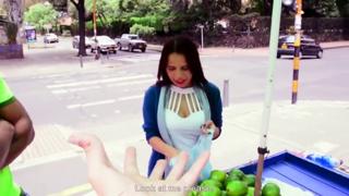 Thick-juicy-hued honey Harlem-mesmerized by monstrous male meat - MARKET OF FLESH