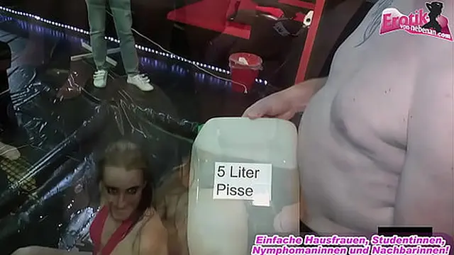German extreme piss party in swinger club with lots of urine