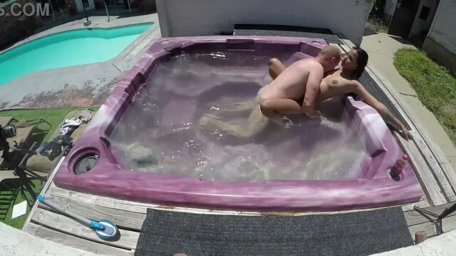 Skinny slut gags on cock in slutty tub POV