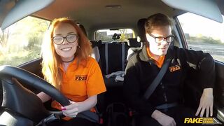 Fake Driving School - British ginger babe Ella Hughes gets her perfect pussy fucked during driving lesson