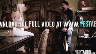 Busty petite matchmaker MILF fucks big dick client in her office