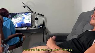 Risky handjob, will she notice? (English subtitles)