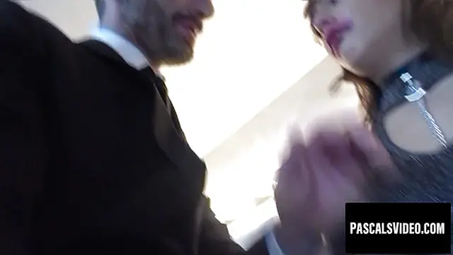 Brunette teen with small tits cums all over a stiff cock