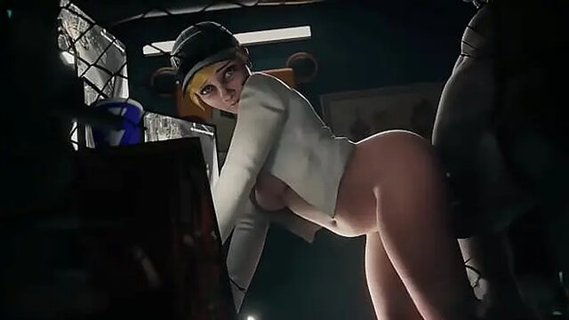 Fat boss pounds blonde security girl's ass in 3D animation