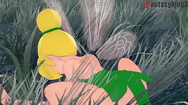 Dirty Tinker Bell gets freaky with Peter Pank while fairy fan masturbates