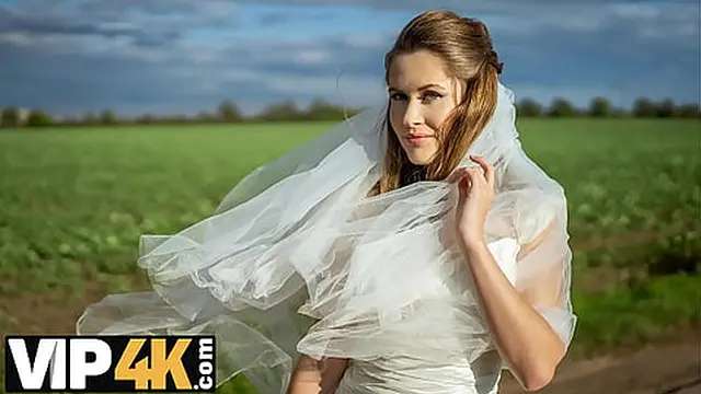 BRIDE4K  Slutty bride showed her perfect natural tits and pussy to strangers