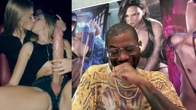 TranSlayte GF and cute blonde girl share a kinky kiss while petite brown