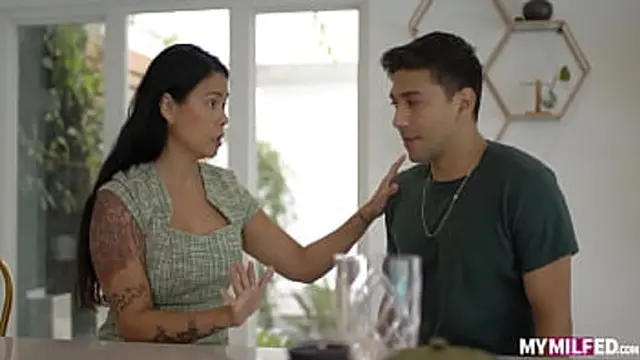 milf Dana Vespoli seduces boyfriend in intense &mdash;  explicit bedroom encounter