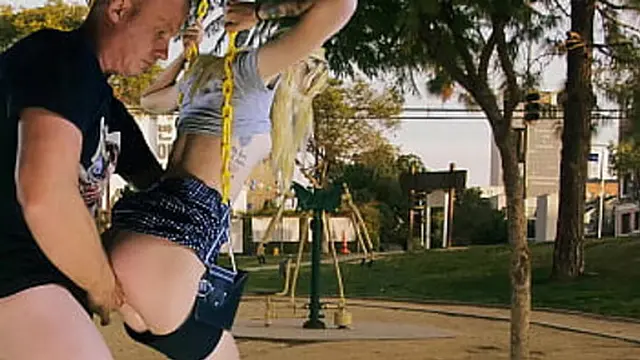 Hazel Haze gets brutally pounded on a playground swing, hardcore style